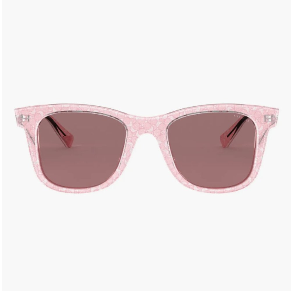 Coach Flower Glitter Pink Transparent Women's Designer Sunglasses